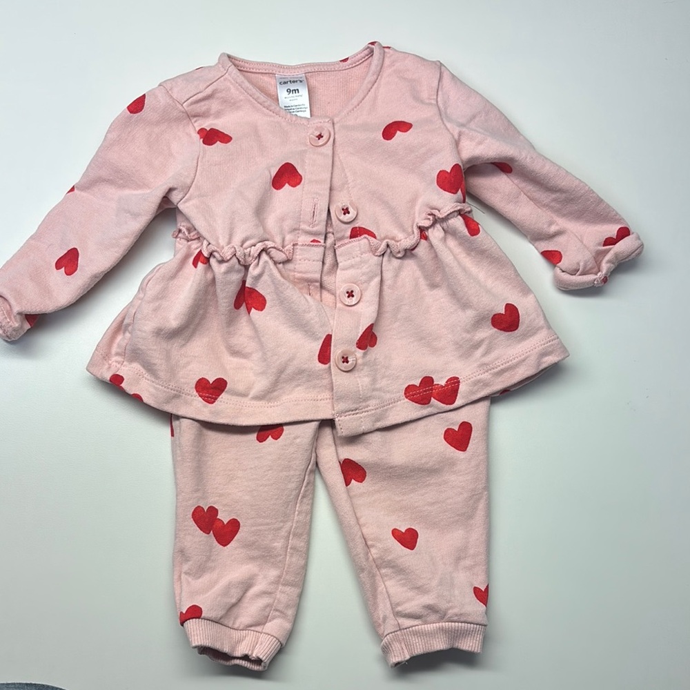 Pink Heart Baby Jacket Set- 6-9 Month